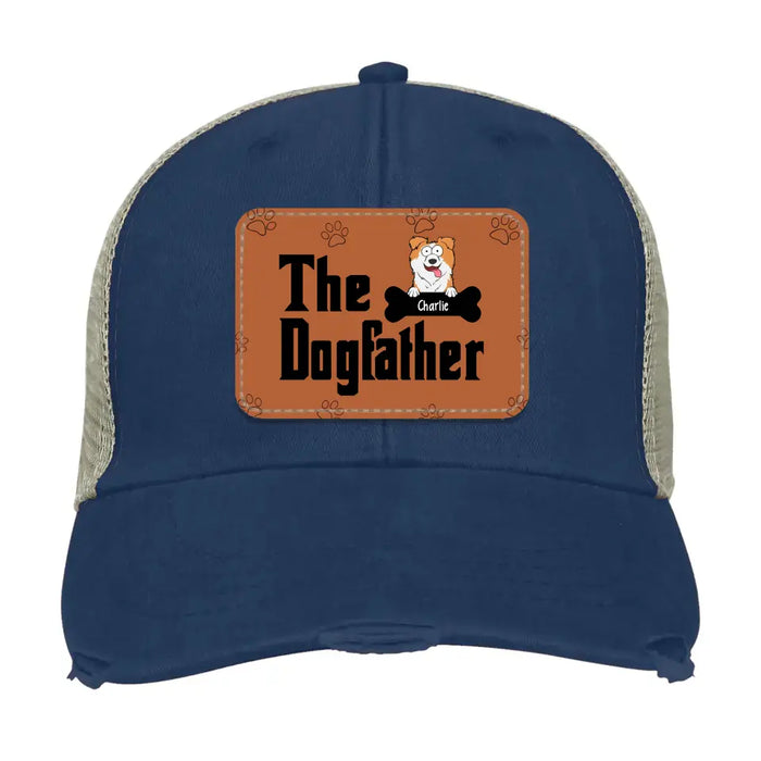 Personalized The Dog Father Hat, Custom Dog Dad Hat, Gift for Dad Hat, Dog Dad Leather Patch Hat, Dog Dad Distressed Hat