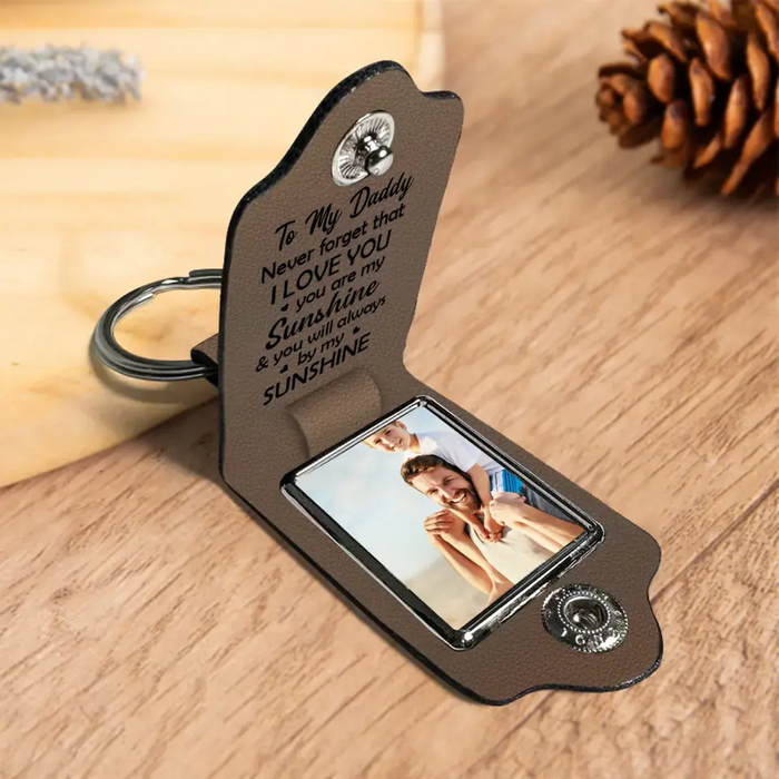 Drive Safe Sunshine I Need You Here With Me -  Personalized Photo Gifts Custom Leather Keychain, Gifts For Grandpa, Grandma, Dad, Mom, Family