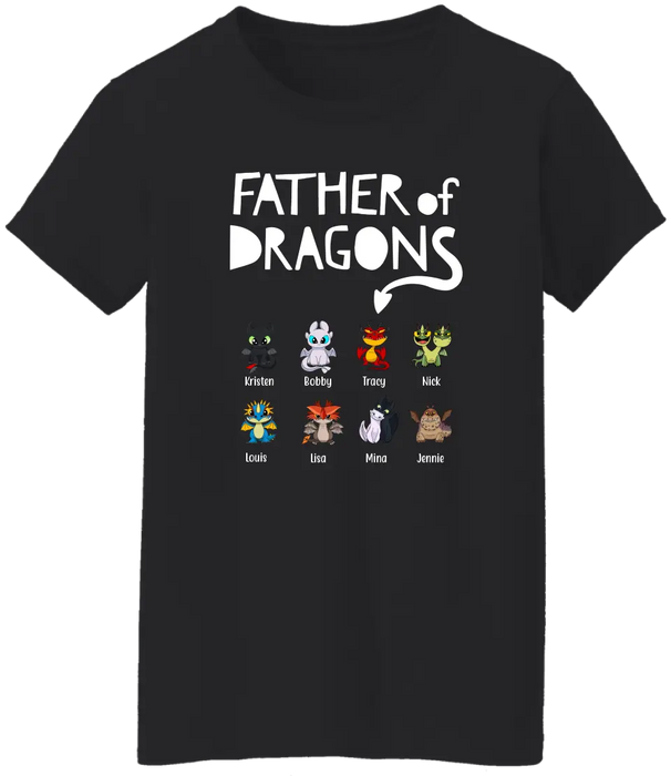 Father Of Dragons - Personalized Baby Dragons Children's Names Shirt For Father, Father's Day Gifts for Dragon Lovers