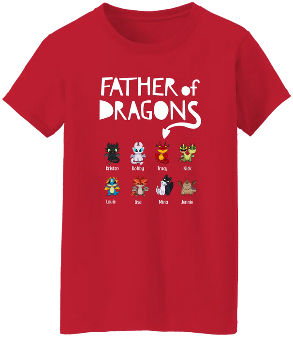 Father Of Dragons - Personalized Baby Dragons Children's Names Shirt For Father, Father's Day Gifts for Dragon Lovers