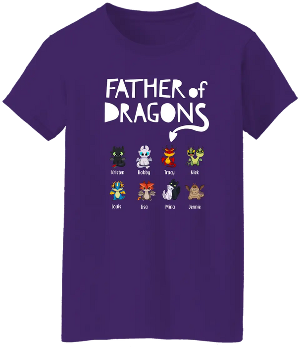 Father Of Dragons - Personalized Baby Dragons Children's Names Shirt For Father, Father's Day Gifts for Dragon Lovers