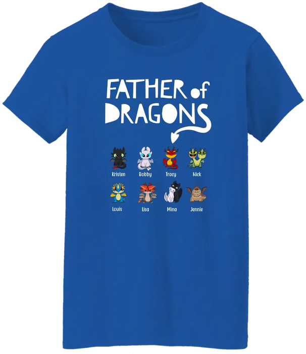 Father Of Dragons - Personalized Baby Dragons Children's Names Shirt For Father, Father's Day Gifts for Dragon Lovers