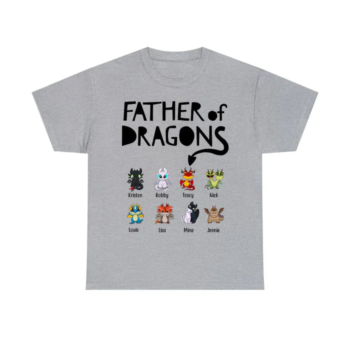 Father Of Dragons - Personalized Baby Dragons Children's Names Shirt For Father, Father's Day Gifts for Dragon Lovers