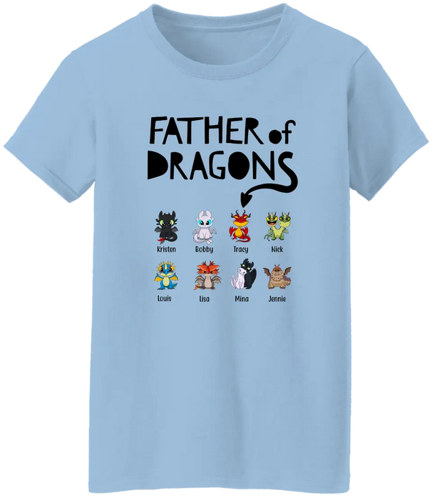 Father Of Dragons - Personalized Baby Dragons Children's Names Shirt For Father, Father's Day Gifts for Dragon Lovers