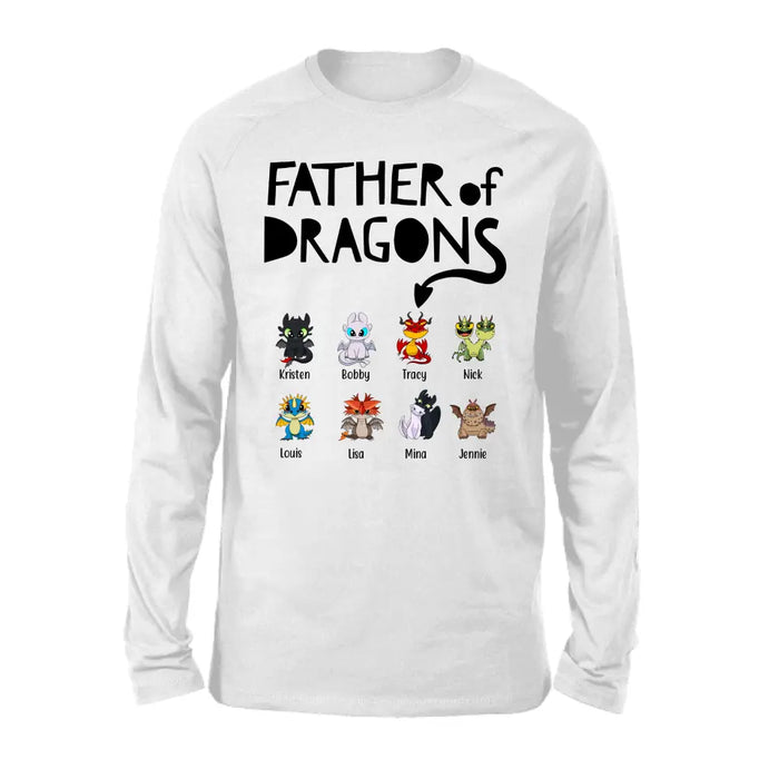 Father Of Dragons - Personalized Baby Dragons Children's Names Shirt For Father, Father's Day Gifts for Dragon Lovers