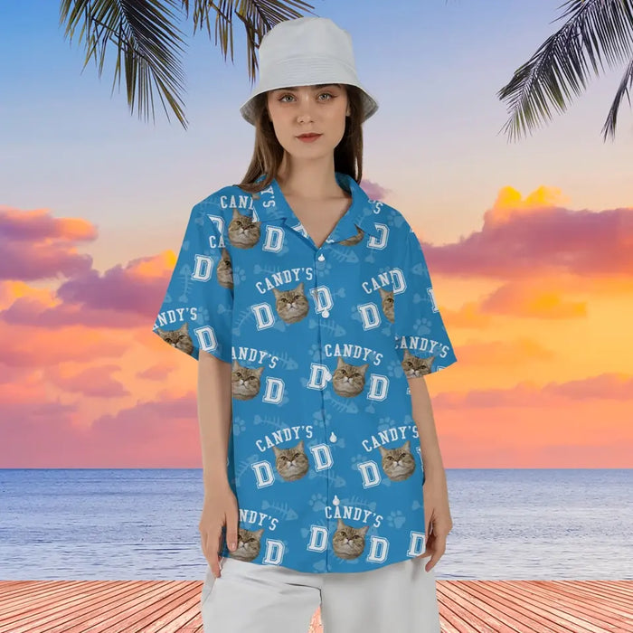 Personalized Cat Dad Hawaiian Shirt, Custom Cat Face Hawaiian Shirt for Men, Cat Lovers