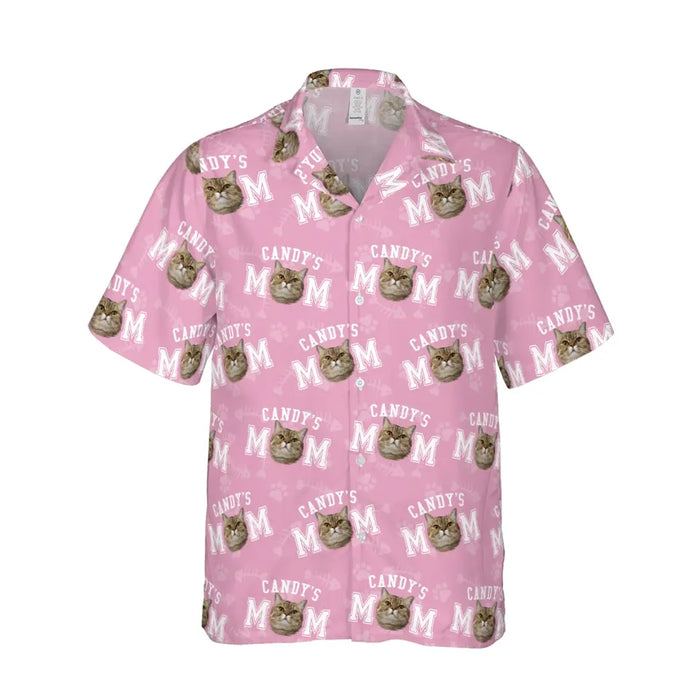 Personalized Cat Mom Hawaiian Shirt, Custom Cat Face Hawaiian Shirt for Women, Cat Lovers
