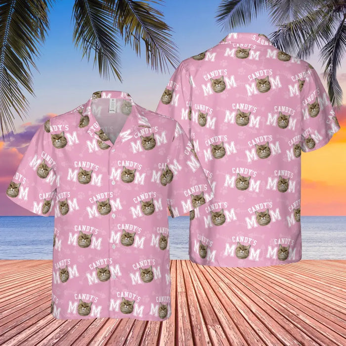 Personalized Cat Mom Hawaiian Shirt, Custom Cat Face Hawaiian Shirt for Women, Cat Lovers