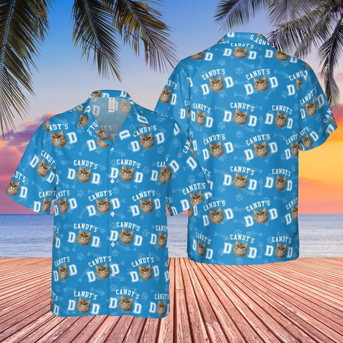 Personalized Cat Dad Hawaiian Shirt, Custom Cat Face Hawaiian Shirt for Men, Cat Lovers