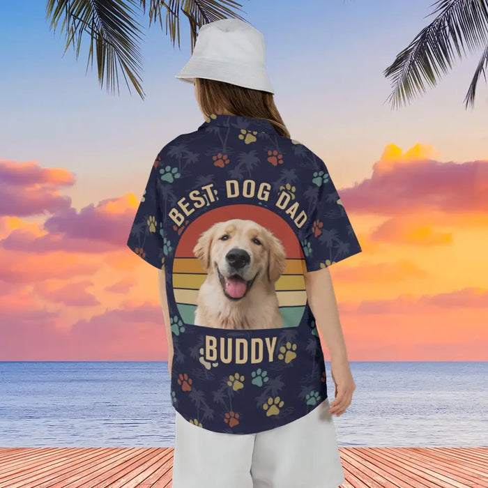 Personalized Best Dog Dad Hawaiian Shirt, Custom Face Hawaiian Shirt for Men, Gift for Dog Dad, Dog Lovers