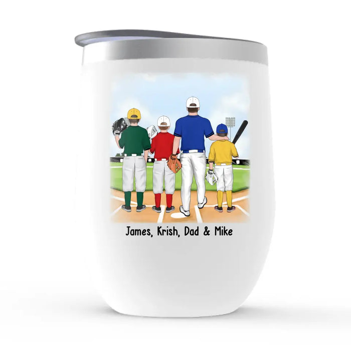 Baseball Partners Forever - Personalized Father and Kids Wine Tumbler, Gift For Dad, Baseball Lovers