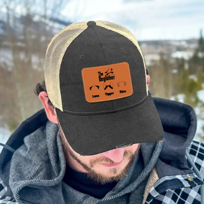 Personalized The Dog Father Hat, Custom Dog Dad Hat, Gift for Dad Hat, Dog Dad Leather Patch Hat, Dog Dad Distressed Hat