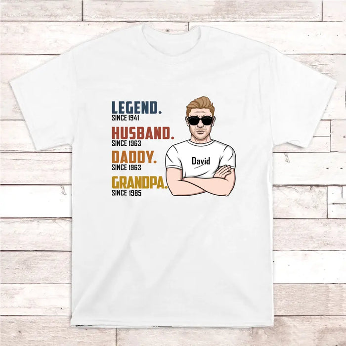 Legend Husband Dad Papa - Personalized Gifts Custom Shirt for Grandpa for Dad