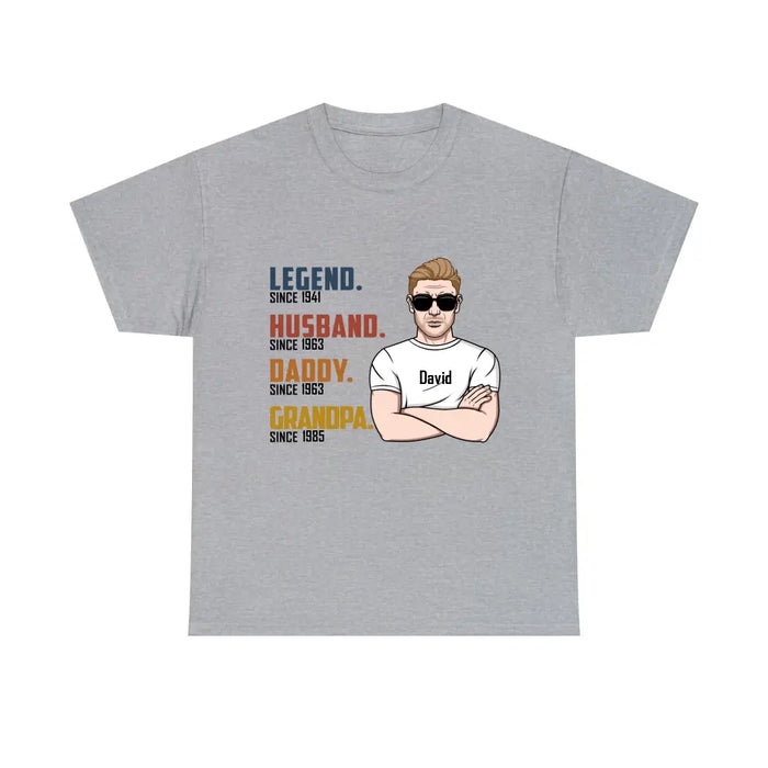 Legend Husband Dad Papa - Personalized Gifts Custom Shirt for Grandpa for Dad