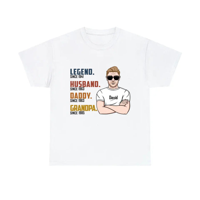 Legend Husband Dad Papa - Personalized Gifts Custom Shirt for Grandpa for Dad