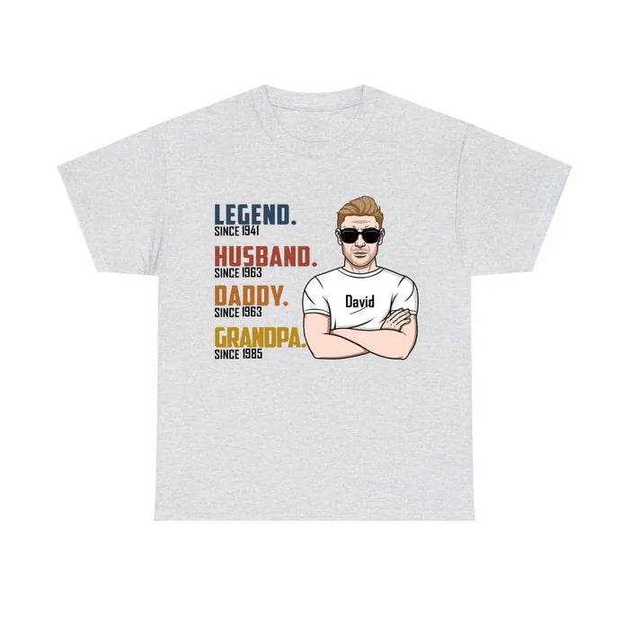 Legend Husband Dad Papa - Personalized Gifts Custom Shirt for Grandpa for Dad