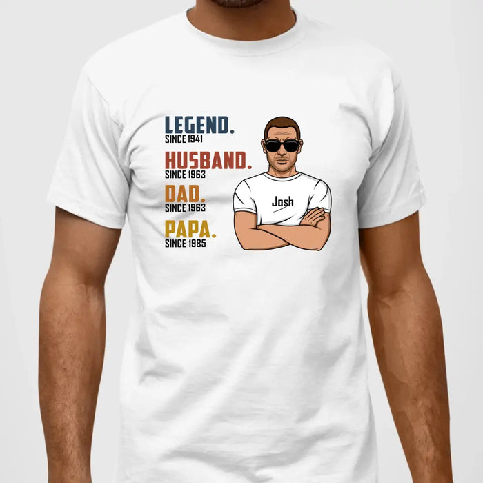 Legend Husband Dad Papa - Personalized Gifts Custom Shirt for Grandpa for Dad