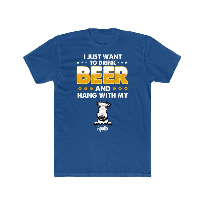 Personalized Shirt, I Just Want to Drink Beer and Hang Out with My Pets, Gift for Dog and Cat Lovers