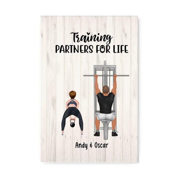 Training Partners for Life - Personalized Gifts Custom Gym Canvas for Couples, Gym Lovers