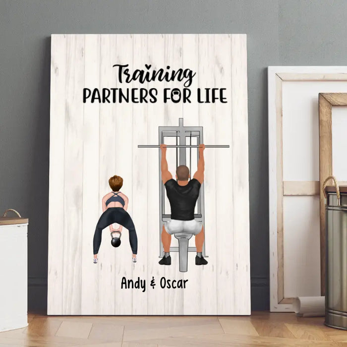 Training Partners for Life - Personalized Gifts Custom Gym Canvas for Couples, Gym Lovers