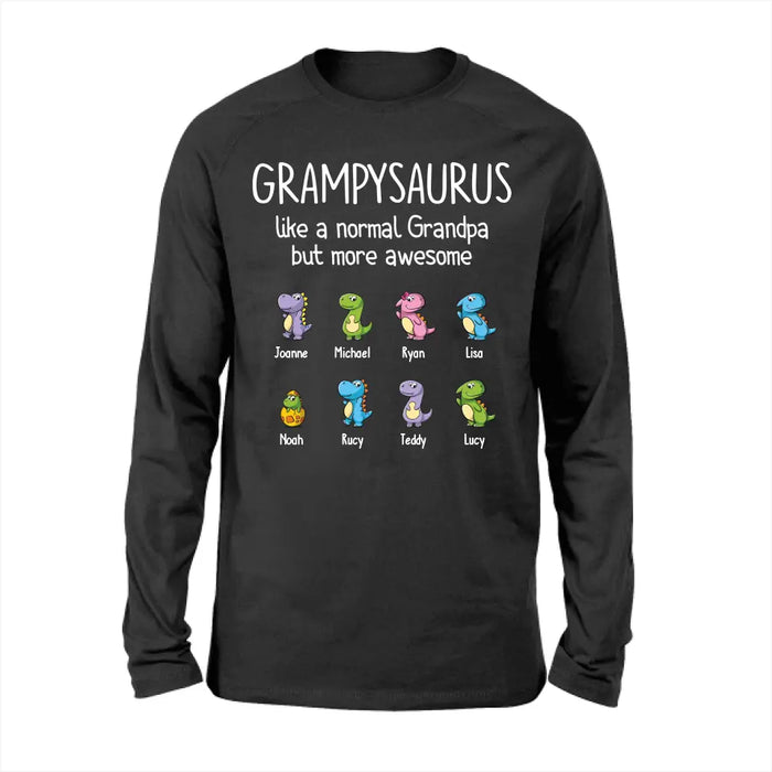 Grampysauru Like A Normal Grandpa But More Awesome - Personalized Grandpa Shirt, Custom Shirt With Their Kids Names, Gifts for Father's Day