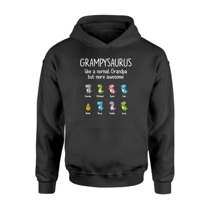 Grampysauru Like A Normal Grandpa But More Awesome - Personalized Grandpa Shirt, Custom Shirt With Their Kids Names, Gifts for Father's Day