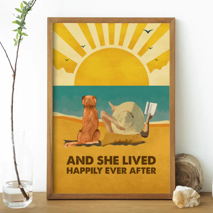 And She Lived Happily Ever After - Personalized Gifts Custom Dog Poster for Dog Mom, Dog Lovers, Beach Lovers