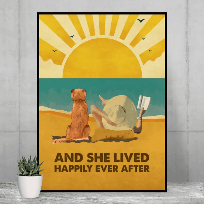 And She Lived Happily Ever After - Personalized Gifts Custom Dog Poster for Dog Mom, Dog Lovers, Beach Lovers