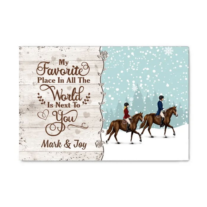 Personalized Canvas, Horse Riding Couple And Friends, Christmas Gift For Horse Lovers