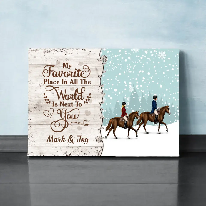 Personalized Canvas, Horse Riding Couple And Friends, Christmas Gift For Horse Lovers