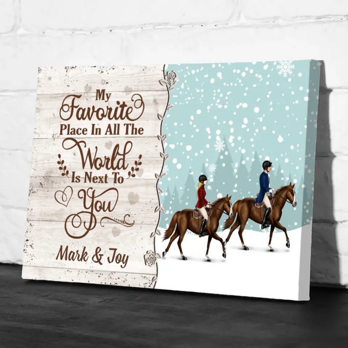 Personalized Canvas, Horse Riding Couple And Friends, Christmas Gift For Horse Lovers