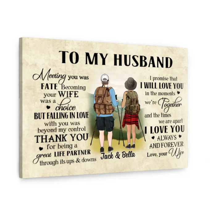 To My Husband - Personalized Gifts Custom Hiking Canvas for Husband, Hiking Lovers