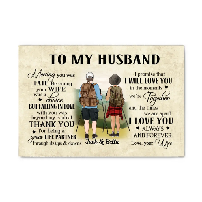 To My Husband - Personalized Gifts Custom Hiking Canvas for Husband, Hiking Lovers