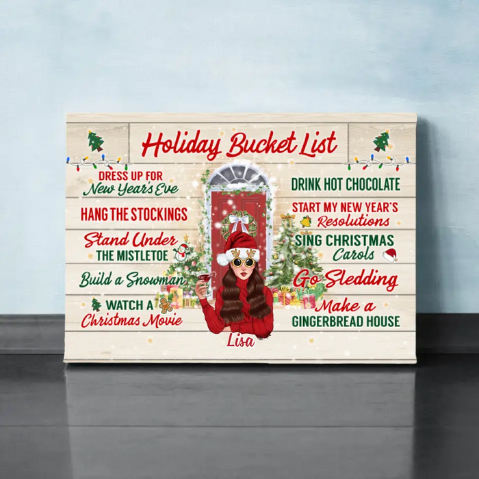 Personalized Canvas, Holiday Bucket List, Christmas Gift For Friends, Sisters