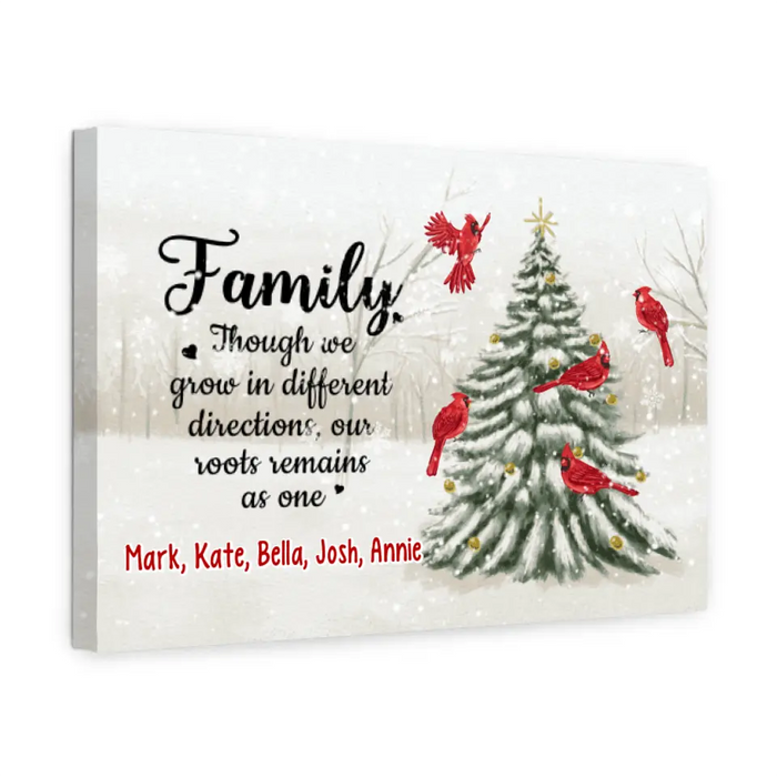 Personalized Canvas, Family Though We Grow In Different Directions, Christmas Gift For Family