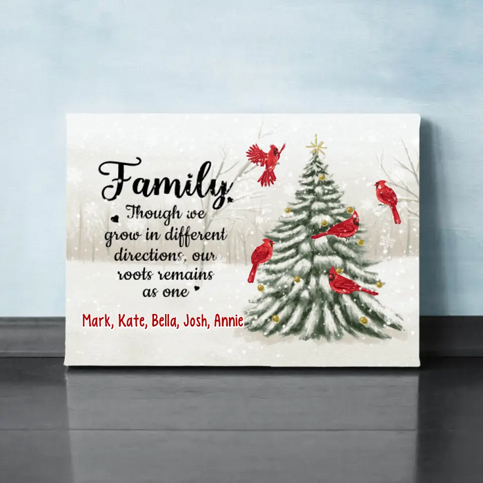 Personalized Canvas, Family Though We Grow In Different Directions, Christmas Gift For Family