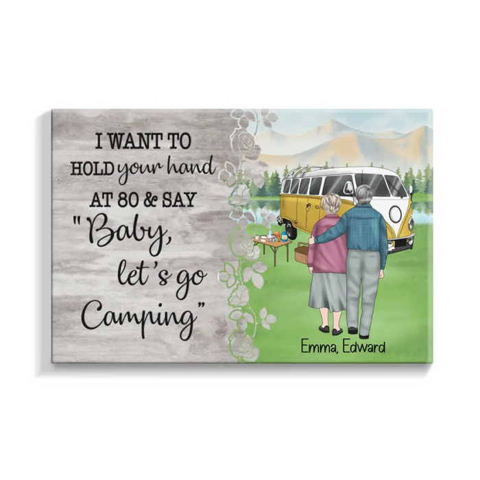 Personalized Canvas, Old Couple Camping, Baby Let's Go Camping, Gift for Camping Lovers