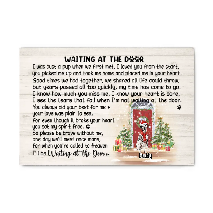 Up To 4 Pets Waiting At The Door - Personalized Canvas Memorial, Dog Lovers, Christmas