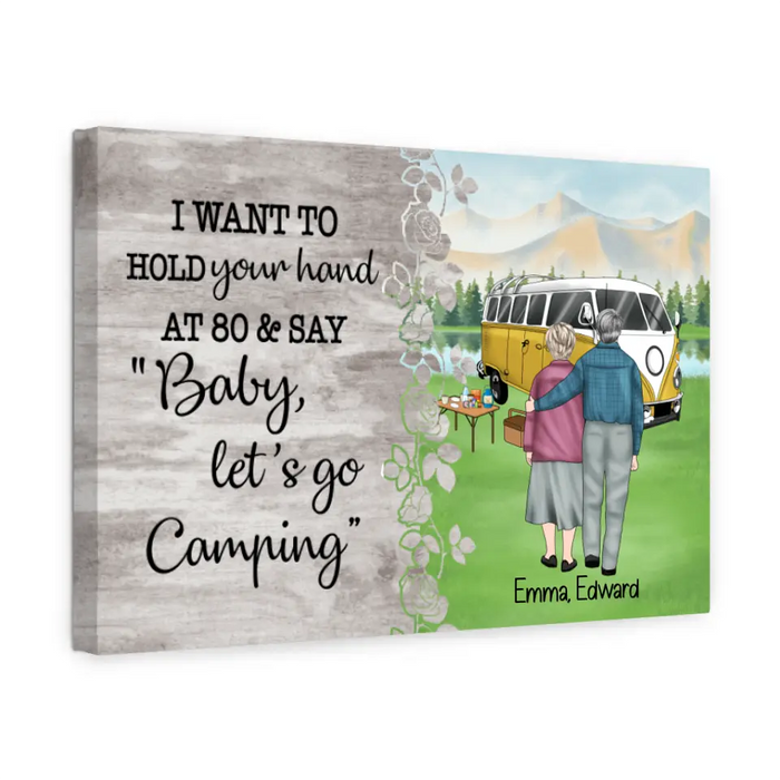 Personalized Canvas, Old Couple Camping, Baby Let's Go Camping, Gift for Camping Lovers