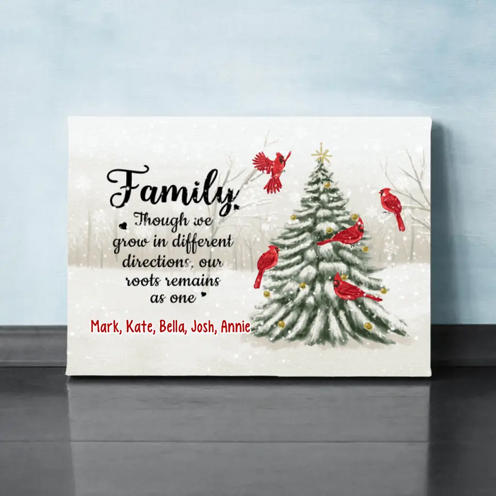 Personalized Canvas, Family Though We Grow In Different Directions, Christmas Gift For Family