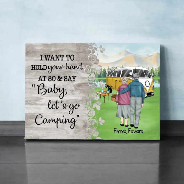 Personalized Canvas, Old Couple Camping, Baby Let's Go Camping, Gift for Camping Lovers