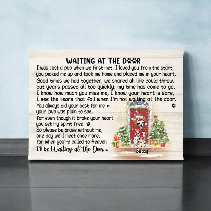 Up To 4 Pets Waiting At The Door - Personalized Canvas Memorial, Dog Lovers, Christmas