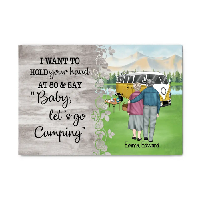 Personalized Canvas, Old Couple Camping, Baby Let's Go Camping, Gift for Camping Lovers