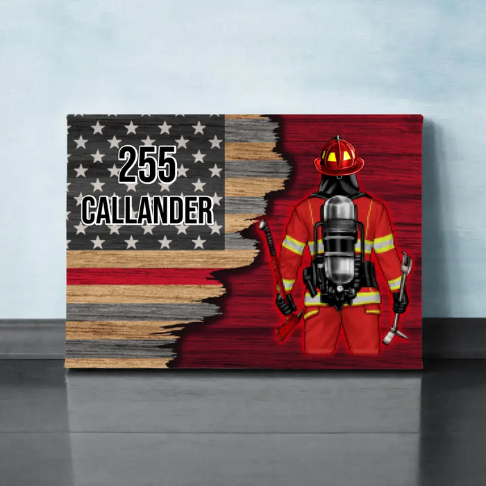 Personalized Canvas, Half Flag Firefighter Man/Woman, Gift For Firefighter Lovers