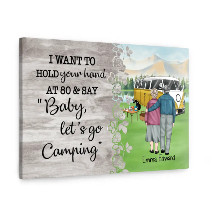 Personalized Canvas, Old Couple Camping, Baby Let's Go Camping, Gift for Camping Lovers