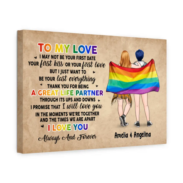 Personalized Canvas, To My Love, Gift For Her, Gift For Him, Christmas Gift For LGBT Couple