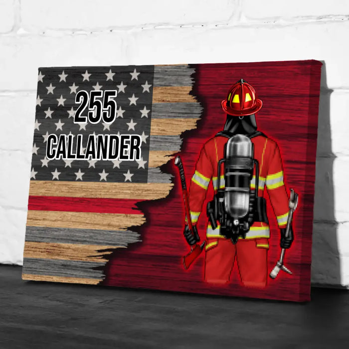 Personalized Canvas, Half Flag Firefighter Man/Woman, Gift For Firefighter Lovers