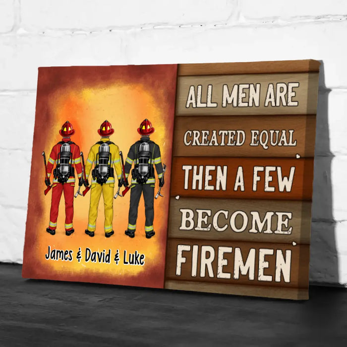 Personalized Canvas, Saving Lives Together - Firefighter Couple And Friends Gift, Custom Wall Art Decor