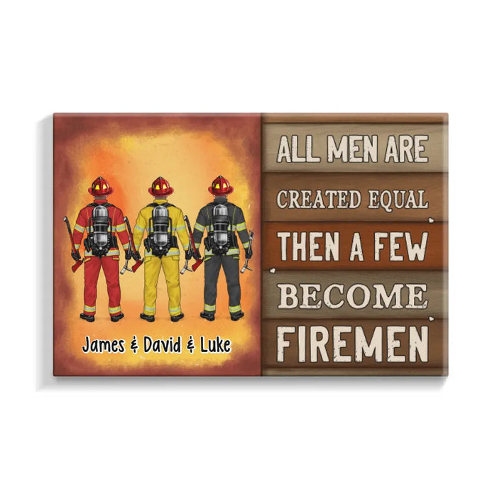 Personalized Canvas, Saving Lives Together - Firefighter Couple And Friends Gift, Custom Wall Art Decor