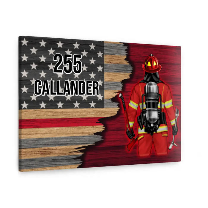 Personalized Canvas, Half Flag Firefighter Man/Woman, Gift For Firefighter Lovers